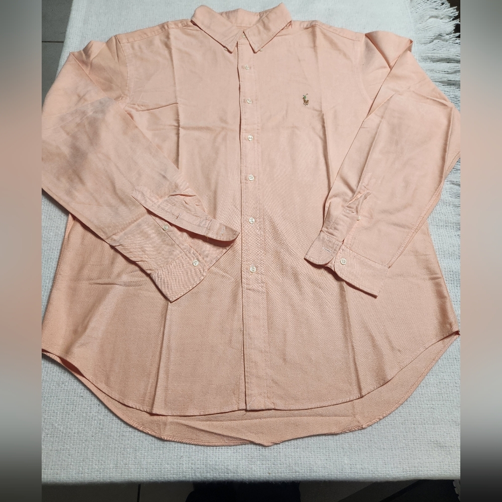Ralph Lauren Peach Coral Color Button Down Shirt Size XL